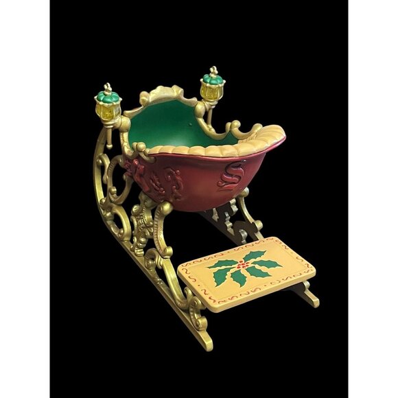 2001 Hallmark Keepsake Christmas Ornament Santa's Sleigh Set of 2 Vintage Top - Picture 2 of 7